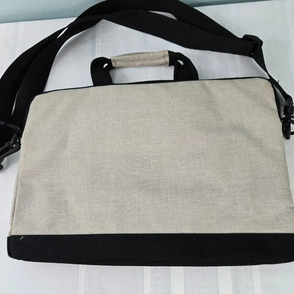 Targus Strata Business Laptop Bag Case Beige 15” Black Padded Shoulder Strap